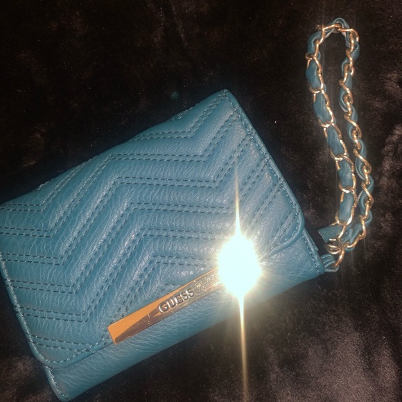 Turquoise Guess Wristlet